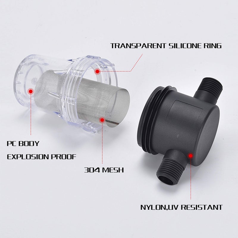 IMXMI Water Filter, 1/2''Twist-On Pipe Strainer, Nylon PA66 cover, PC bowl, 304 Stainless Screen (1/2'' 80 Mesh Male water filter) - Image 4